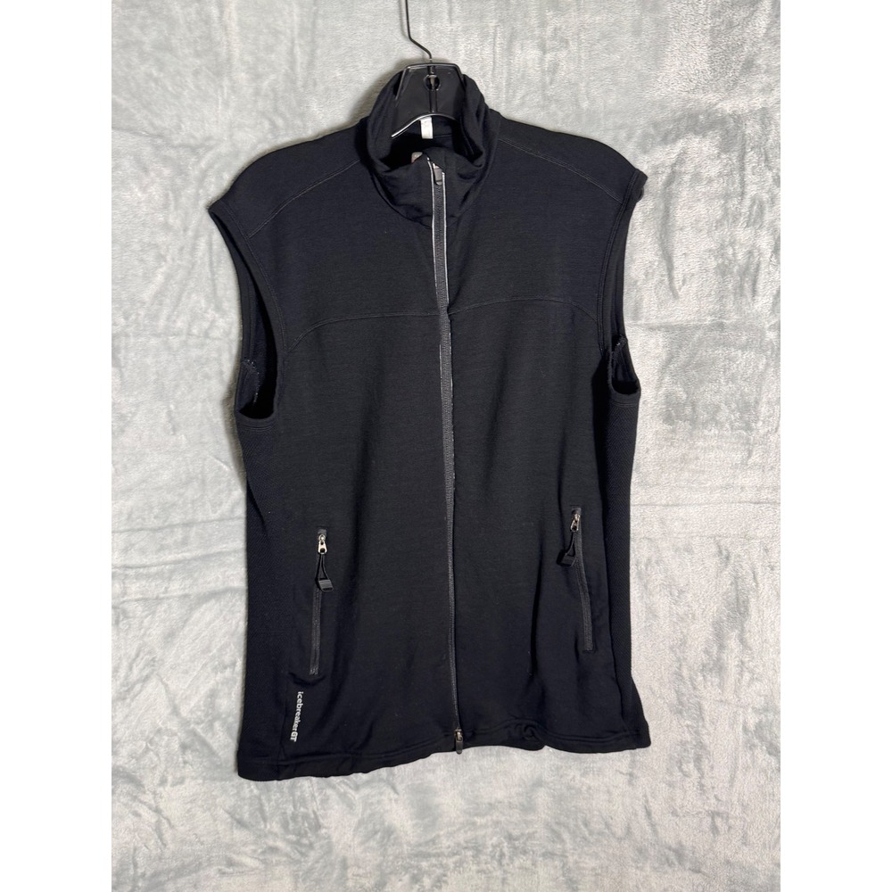 Icebreaker GT 320 Winterweight Merino Wool Vest Mens Large Black Full Zip